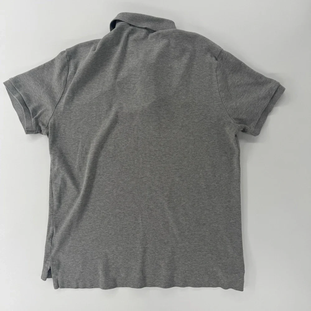 Polo Ralph Lauren men's gray custom slim fit polo shirt Medium Cotton Black Pony - Picture 3 of 5